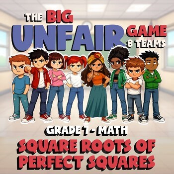 Square Roots of Perfect Squares BIG UNFAIR Math Game - No Prep Grade 7 Review