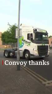 Nothing says "thank you" like a convoy of lorries! More than 60 made the trip to Peterborough City Hospital to show their appreciation for the NHS. #ClapForOurCarers | BBC Norfolk