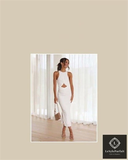 Elegant White Halter Bodycon Midi Dress