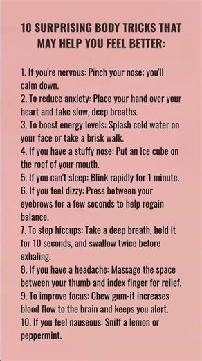 10 SURPRISING BODY TRICKS THAT MAY HELP YOU FEEL BETTER