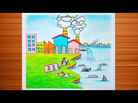 Stop Plastic Pollution Drawing / Ending Plastic Pollution Drawing / Environment Pollution Scenery