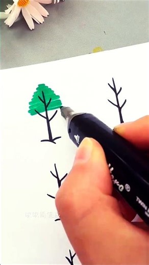 tree and flower drawing #art #painting #easydrawing #drawing