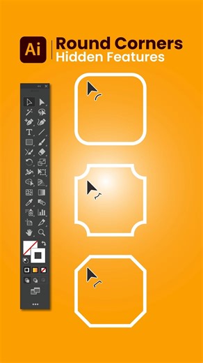 Round Corners Hidden Features ✨Adobe illustrator✨#shorts #illustrator