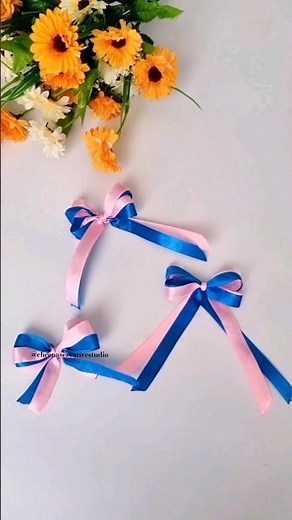 DIY ribbon bows tutorial | Ribbon bows in double color for baby shower hampers#shorts #diyribbonbows