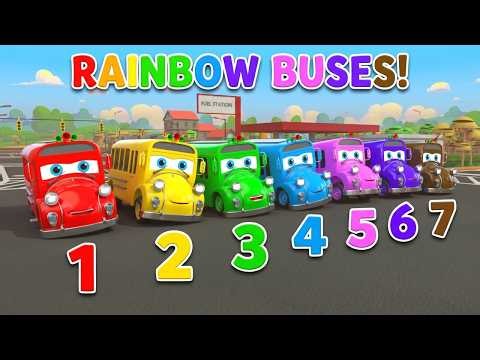 7 Color Buses Song | Counting Bus Song 1 to 7 | Learning with Fun | Pilli Go Kids Songs 🚌🌈