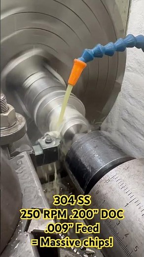 Cutting 304 stainless steel in the engine lathe with carbide tooling. #machineshoplife #enginelathe