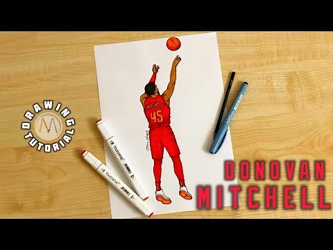 How to draw basketball player Donovan Mitchell Cavs dunking / the Cleveland Cavaliers