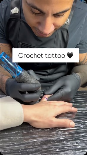 Michelle ⋆ MitchesGetStitches on Instagram: "My crochet badge of honor 🫡🥹 I had an itch for a crochet tat and thought this would be a fun & easy way to honor the craft. Now the yarn will pass there forever! Tattoo artist: @barnabastattoos with @thehendersoncollective in Dallas, TX. My trustee tattoo artist and friend for 10 years! I get compliments all the time on my sleeve that he’s worked on throughout the years. Always a great time in his studio- a true professional. Go check him out! #croc