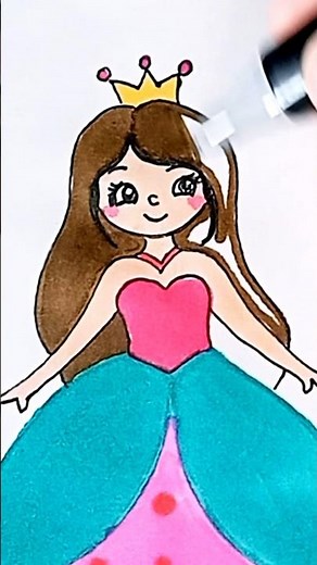 How to draw a cute Princess 👑 Step by step drawing for kids #shorts