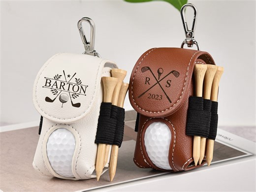 Personalized Leather Golf Ball Bag, Mini Golf Tee Holder - Etsy