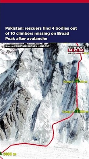 Pakistan: Rescuers Find 4 Bodies Out Of 10 Climbers Missing On Broad Peak After Avalanche #shorts