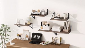 Heimlove 12 Inch Deep Floating Shelves for Wall, 16W x 12D Wide Floating Shelves Heavy Duty Wall Mounted Shelves, Wood Wall Shelves for Living Room Bedroom Bathroom Kitchen- Set of 4