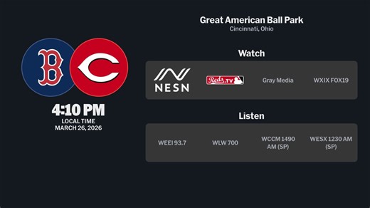 Red Sox at Reds - March 26, 2026: Tune In