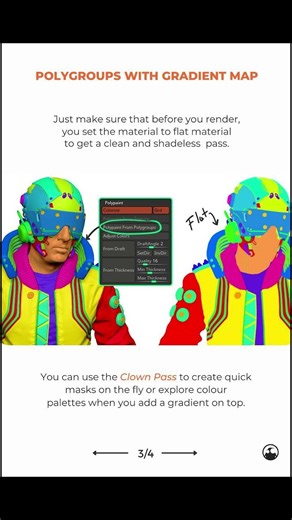 ZBrush Polygroups + Gradient Map #shorts #tips #zbrush