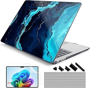 DONGKE Case for Microsoft Surface Laptop 2024, Windows 11 Copilot+ PC, 13.8 Inch Touchscreen Display, Protective Plastic Hard Shell Case with Keyboard Cover & Screen Protector - Blue Marble