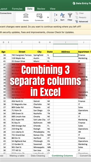 How to Combine Text in Excel (Street, City & State in Seconds!) | Excel Tutorial for Beginners