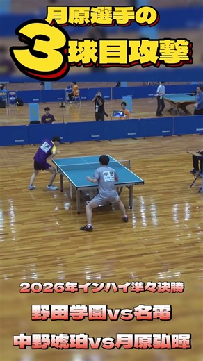 【快速！回込み！】団体優勝の立役者！月原選手の３球目攻撃！2026年インハイ準決勝 #tabletennis #asiantabletennischampionships #卓球