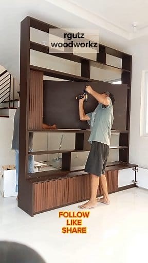 Rotating mechanism ng tv rack. 360 deg rotating tv panel. #homedesign #homerenovation #tvrack #modularcabinet | Rgutz woodworkz