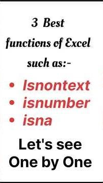 #isnontext #isnumber #isna #excel #exceltips #excelfunctions #exceltricks #excelforbeginners #shorts