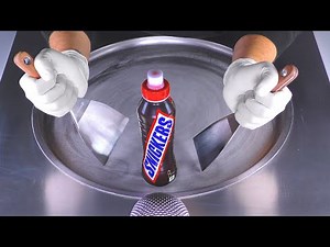 ASMR - Snickers Chocolate Milk Ice Cream Rolls | how to make rolled Ice Cream out of Snickers Drink