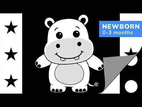 High Contrast Baby Sensory for Newborns | Calm Page Turns with Friendly Animals