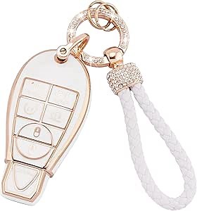 EKALA for Dodge Key Fob Cover, 6 Buttons Soft TPU Full Covers Protector Key Fob Holder with Keychains Fit for Dodge RAM Charger Challenger Jeep Commander Chrysler Remote Start Key Fob Case (DDG-6)