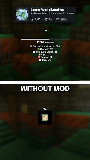 Minecraft Mods: Without Mod vs Better World Loading #shorts