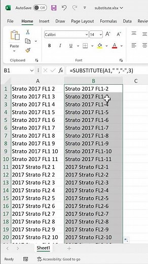 SUBSTITUTE function in Excel