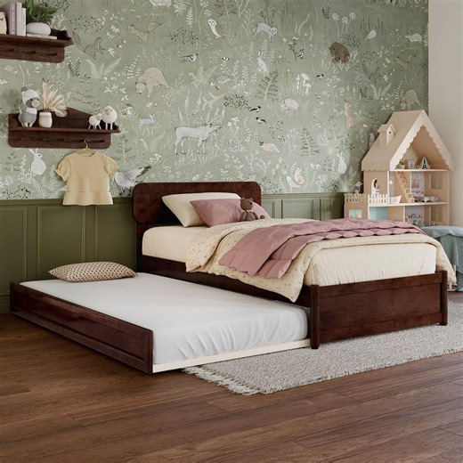 Reviews for AFI Capri Walnut Brown Solid Wood Frame Twin Platform Bed with Panel Footboard and Twin Trundle | Pg 1 - The Home Depot