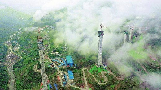 711K views · 555 shares | The main pier of Jinyanghe Bridge, which is 196 meters high and located in Jinyang County, southwest China's Sichuan Province was successfully capped on Tuesday, setting a record for the world's tallest pier of a rigid-frame bridge. According to the construction company, the biggest challenge in building the bridge is the valley's strong winds and long rainy season. | CGTN | Facebook