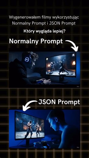 💥JSON Prompt vs Normalny Prompt JSON prompt to sposób komunikacji ze sztuczną inteligencją poprzez określona strukturę przekazywania informacji. Ta seria pokazuje, jak sposób formułowania prompta zmienia wszystko, nawet przy tym samym temacie. W każdym odcinku bierzemy jeden temat i pokazujemy: 👉 jak AI reaguje na “ludzki” prompt, 👉 a jak na ten sam temat w formacie JSON. 💭 Jaką następną scenę możemy porównać następnym razem? Daj znać w komentarzu! #AI #JSONPrompt #Veo3 #ChatGPT | Dominik Sk