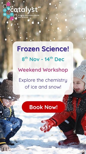 ❄️ Step into the science of snow! Discover how ice forms, make hot ice, and even create your own snowstorm! Book your spot: https://www.catalyst.org.uk/event/frozen-science-2025/ #KidsInSTEM #ScienceIsCool #FrozenScience #FamilyFun | Catalyst Science Discovery Centre | Facebook