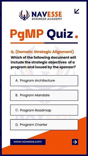 PgMP Exam Prep Q-17 #programmanagement #projectmanagement #youtubeshorts #program