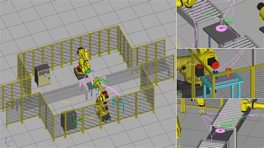 Roboguide发那科机器人切换工具轮毂打磨抛光工作站