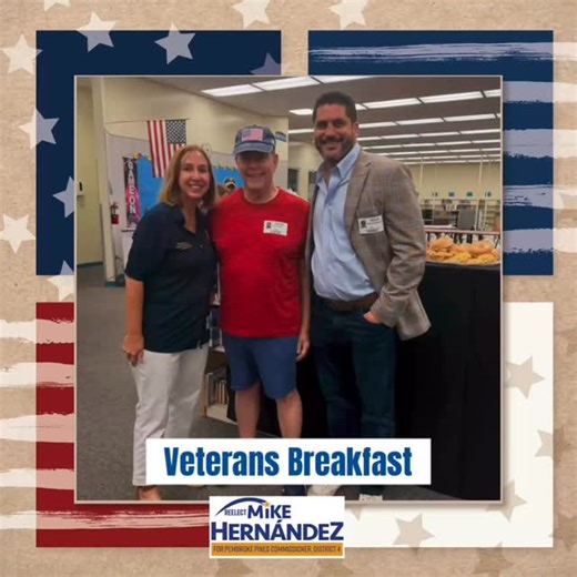 ✨ LatePost ✨ Yesterday, I attended a Veterans breakfast at Silver Trail Middle School in @cityofppines where @repbartleman and I had the pleasure of meeting Peter, a Vietnam War Veteran, and we thanked him for his service to our nation. I always enjoy attending these events so we have a chance to honor all who have served our country. 🇺🇸🇺🇸🇺🇸 - Vice Mayor Mike Hernández #veterans #pembrokepines #mikeforpines | Vice Mayor Mike Hernández, City of Pembroke Pines