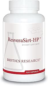 Biotics Research ResveraSirt HP Formulated by Dr. Mark Houston, Trans Resveratrol, Quercetin, Increase Sirtuin Activity, Cardiovascular Support, Heart Power, Vascular Support, 120 Capsules