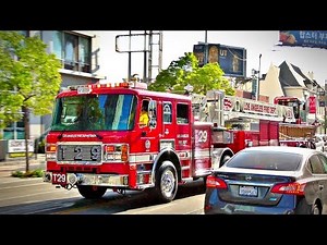 Los Angeles Fire Truck 29 LAFD Responding Lights, Sirens, Q-Siren, Air Horns