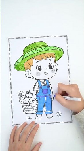 How to Color a Hardworking Boy | Easy Coloring Page for Kids