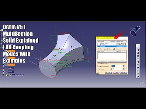 Catia V5 I Multi section solid I coupling modes I Three Profiles I Explained in Detail