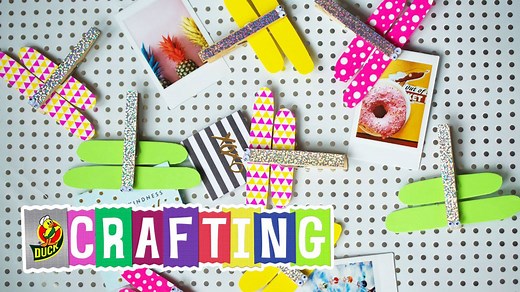 Showcase photos or notes with this dragonfly clothespin made using washi and prism tape! | Duck Tape