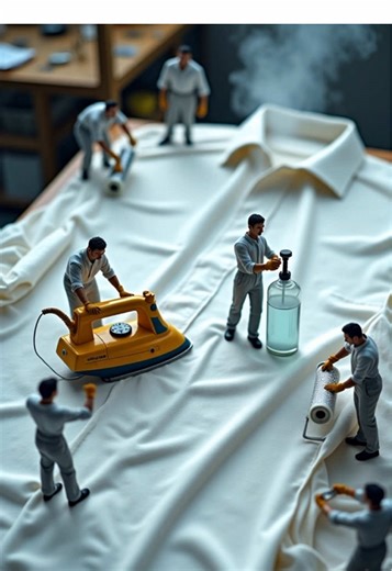 Miniature Workers Ironing: A Surreal Perspective