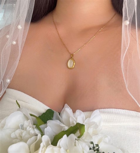 18K Gold Plated Opal Shell Pendant Necklace - Waterproof, Hypoallergenic,wedding Jewelry - Etsy