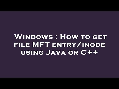 Windows : How to get file MFT entry/inode using Java or C++