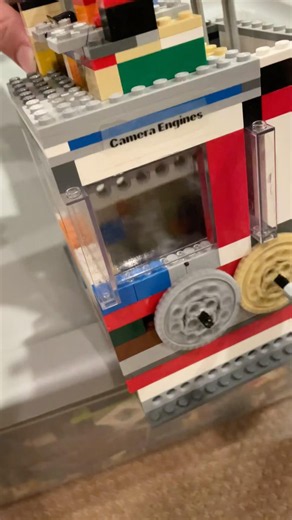 Running Lego vacuum one cylinder engine with overhead valves and 8 by 8 piston.