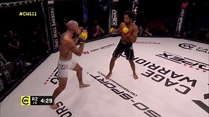 Crawford opens up the prelims with a TKO victory over his opponent. Warming up the London here crowd at #CW111 🔥 📺 Watch LIVE and FREE on our Facebook page now. | Cage Warriors