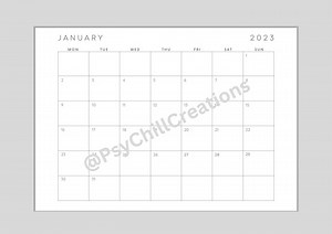 2023 Printable Calendar | Minimalist Monthly Calendar | 12 Months Included | Printable and Digital Version | A4 | Monday Start - Etsy