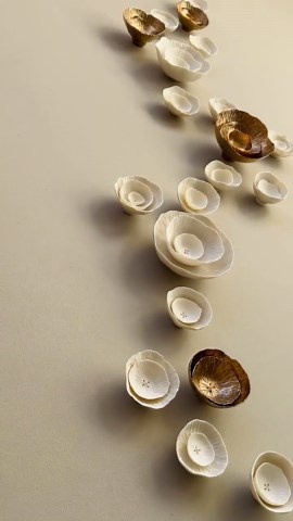 Flora Lux - Original Large Ceramic Wall Art: Abstract Porcelain Sculpture, Gold White (30) Madetoorder - Etsy