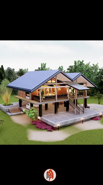 A Colorful and Modern 2 Bedroom Elevated Farm House Design