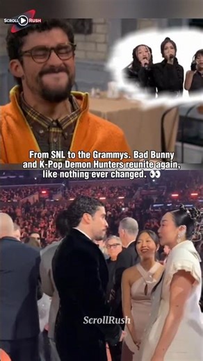 Bad Bunny & K-Pop Demon Hunters Reunite at the Grammys 😭 #BadBunny #kpopdemonhunters #Shorts