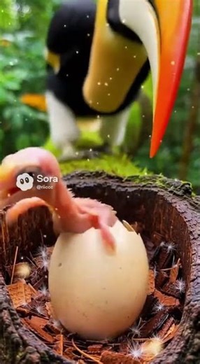 🪺🐦 Mini Rhinoceros Hornbill Hatches in 10 Seconds — 4K Macro Rainforest Magic ✨🌿